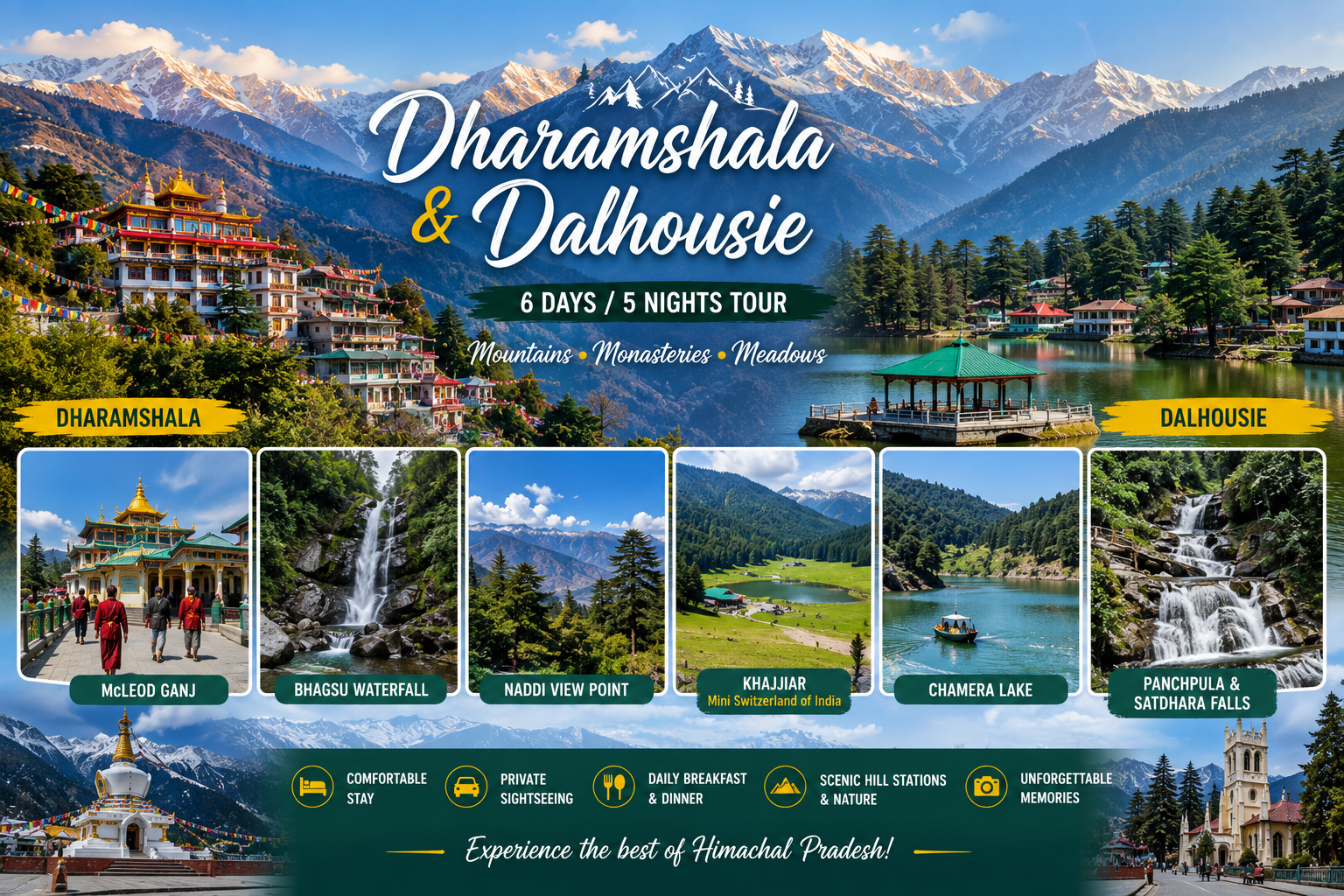 6 Days Private tour in Dharamshala & Dalhousie