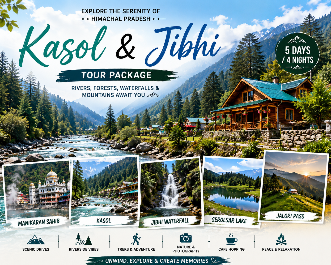 5 days Private tour in Kasol & Jibhi