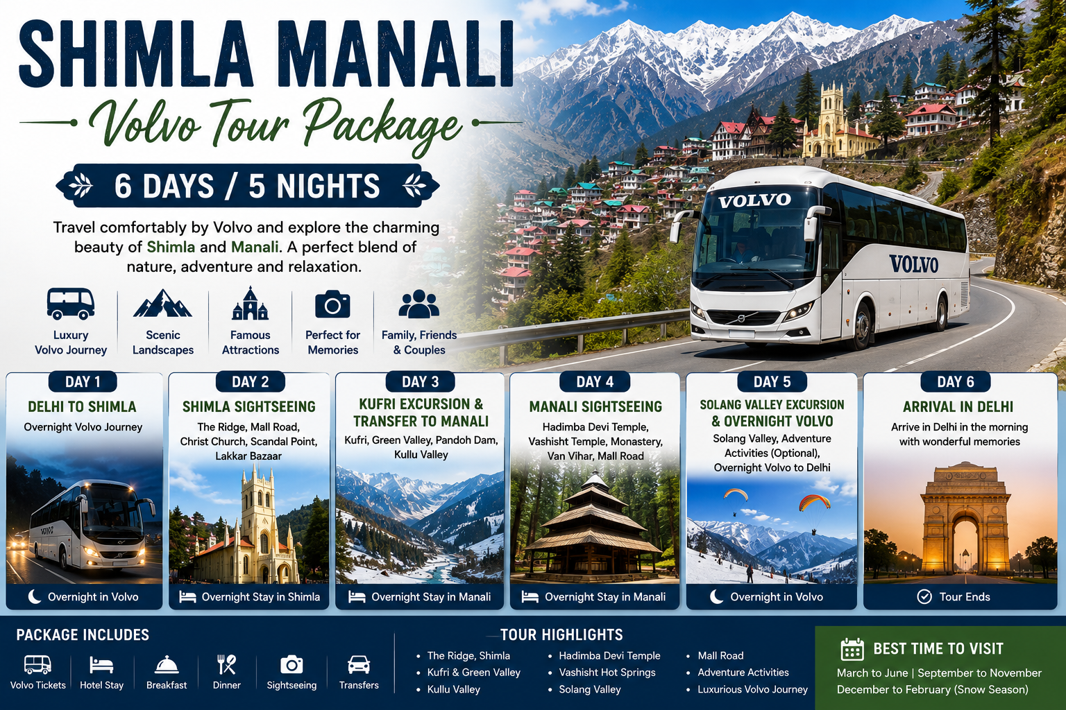 Private Volvo Tour in Shimla Manali 6 days